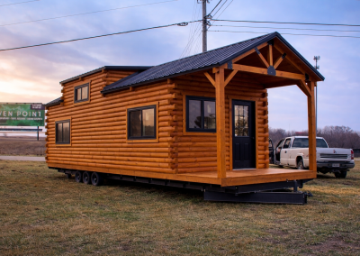 Completed Hand crafted pine view log cabin park model